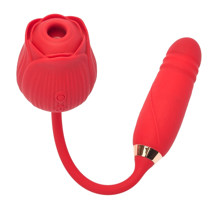 10 Function Rose Vibrator with Thrusting Bullet