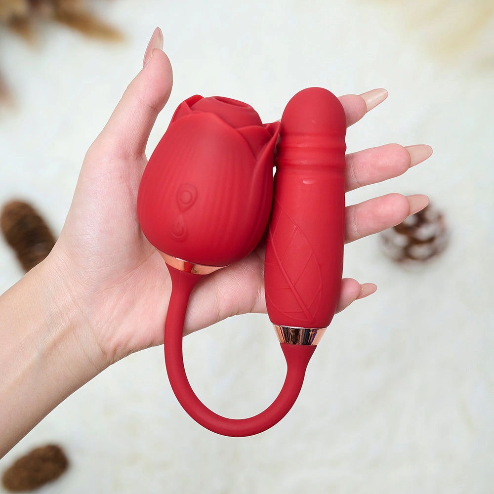 10 Function Rose Vibrator with Thrusting Bullet