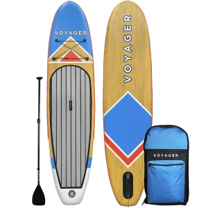 10'10" Woodgrain Voyager Inflatable SUP Package