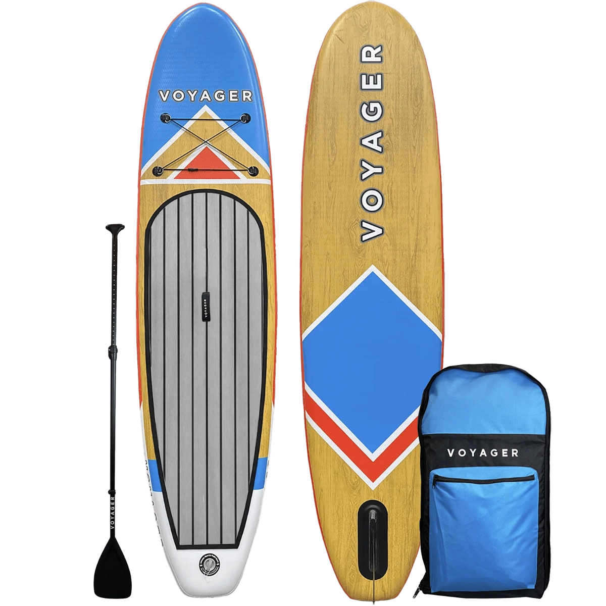 10'10" Woodgrain Voyager Inflatable SUP Package