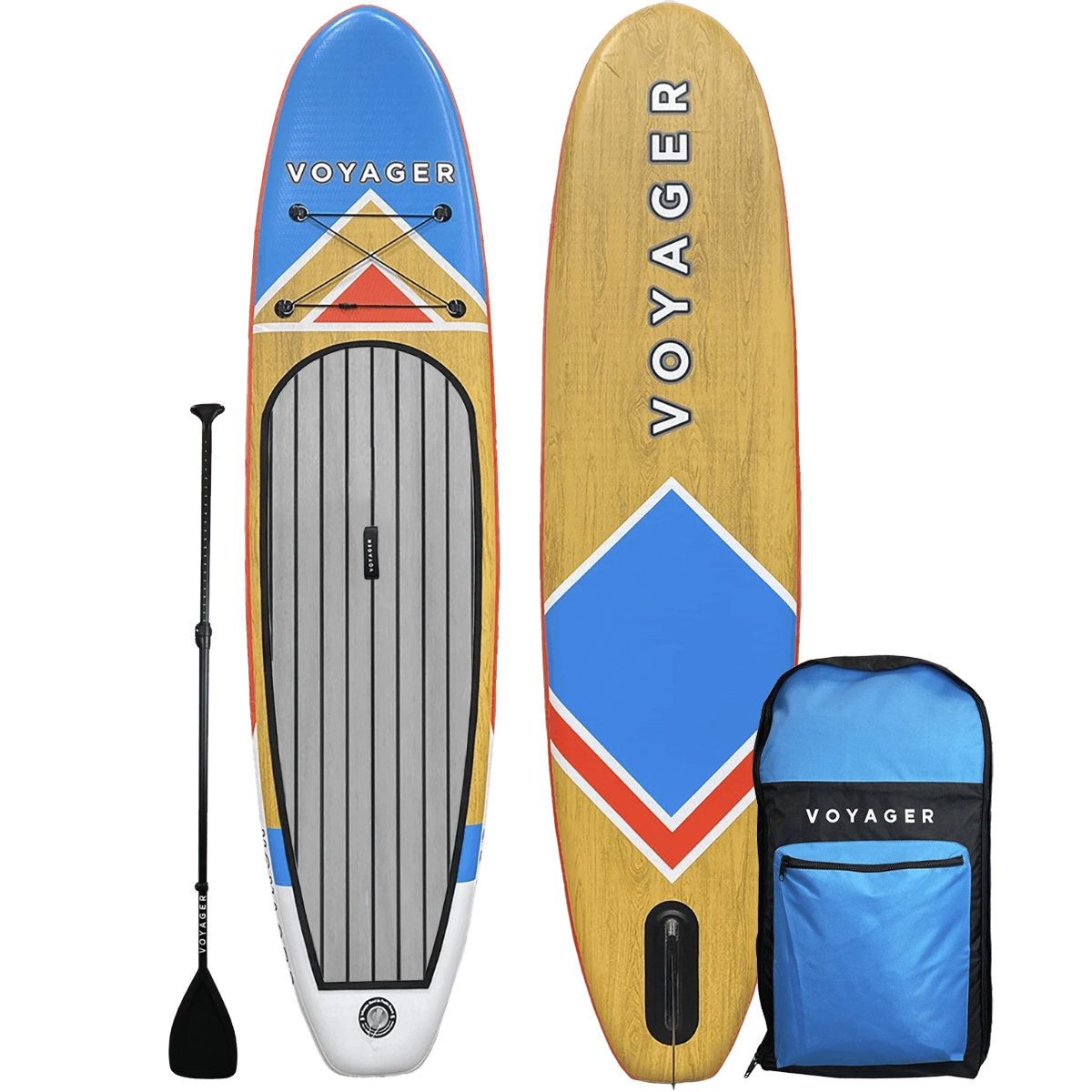 10'10" Woodgrain Voyager Inflatable SUP Package