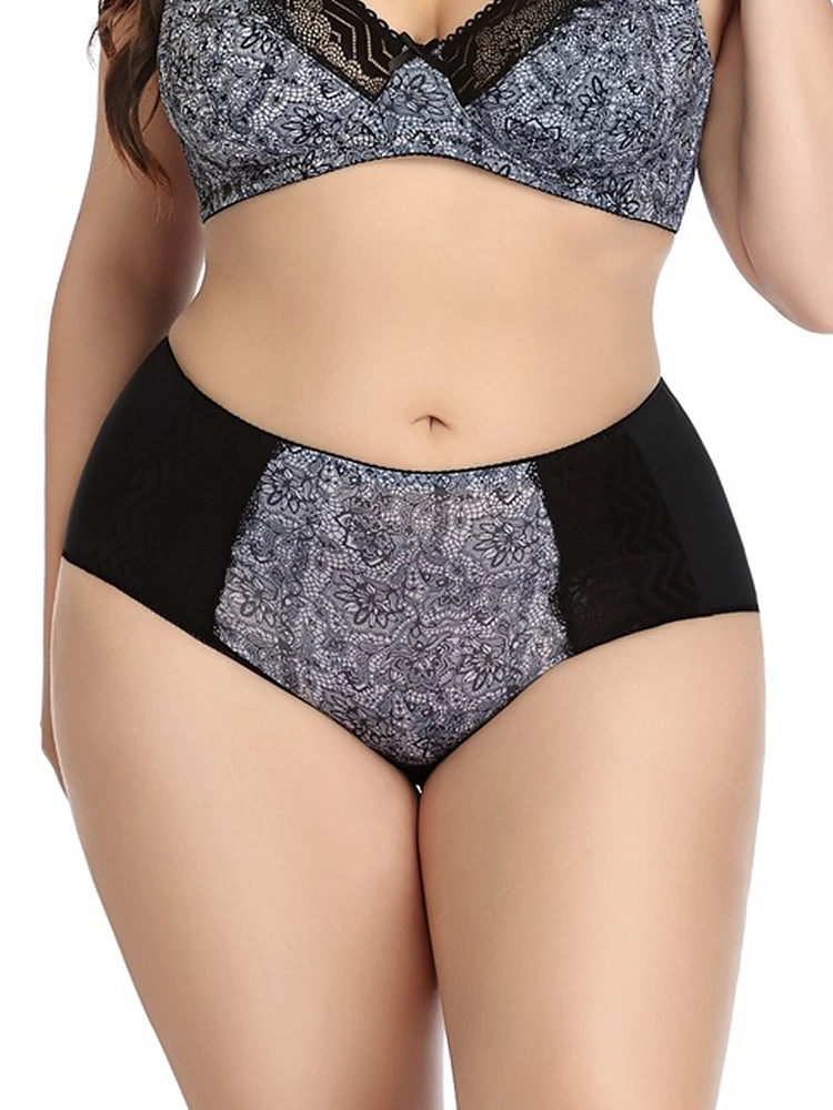 3-Pack Plus Size Breathable Lace Floral Cotton Panties