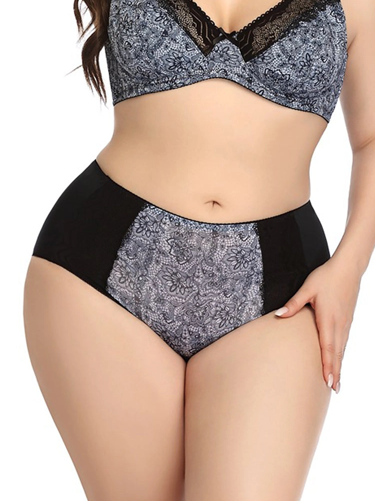3-Pack Plus Size Breathable Lace Floral Cotton Panties