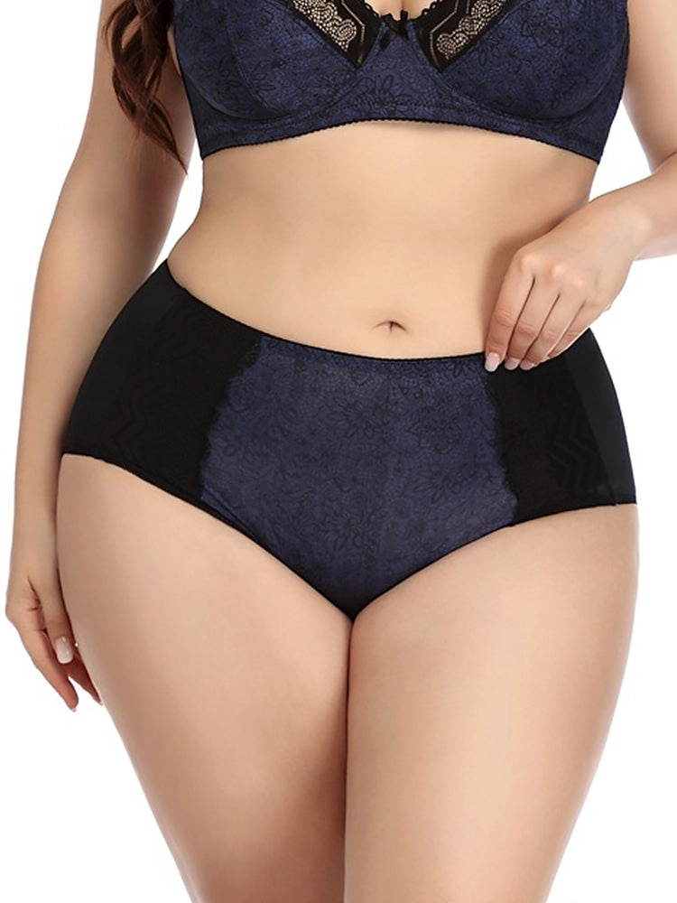 3-Pack Plus Size Breathable Lace Floral Cotton Panties