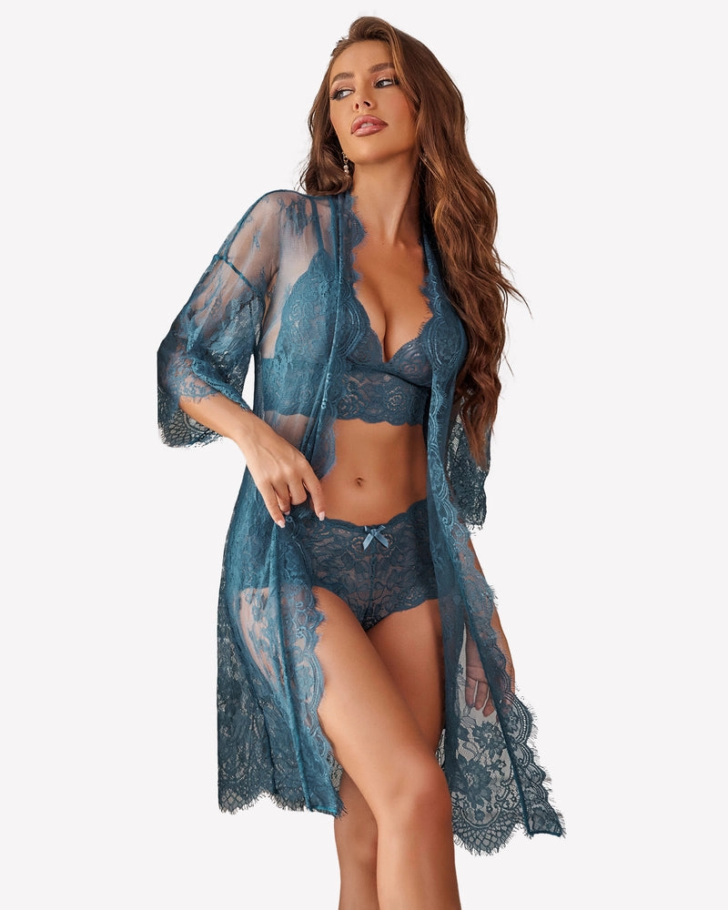 3 Piece Bra and Panty Sets with Robe (DE Only)
