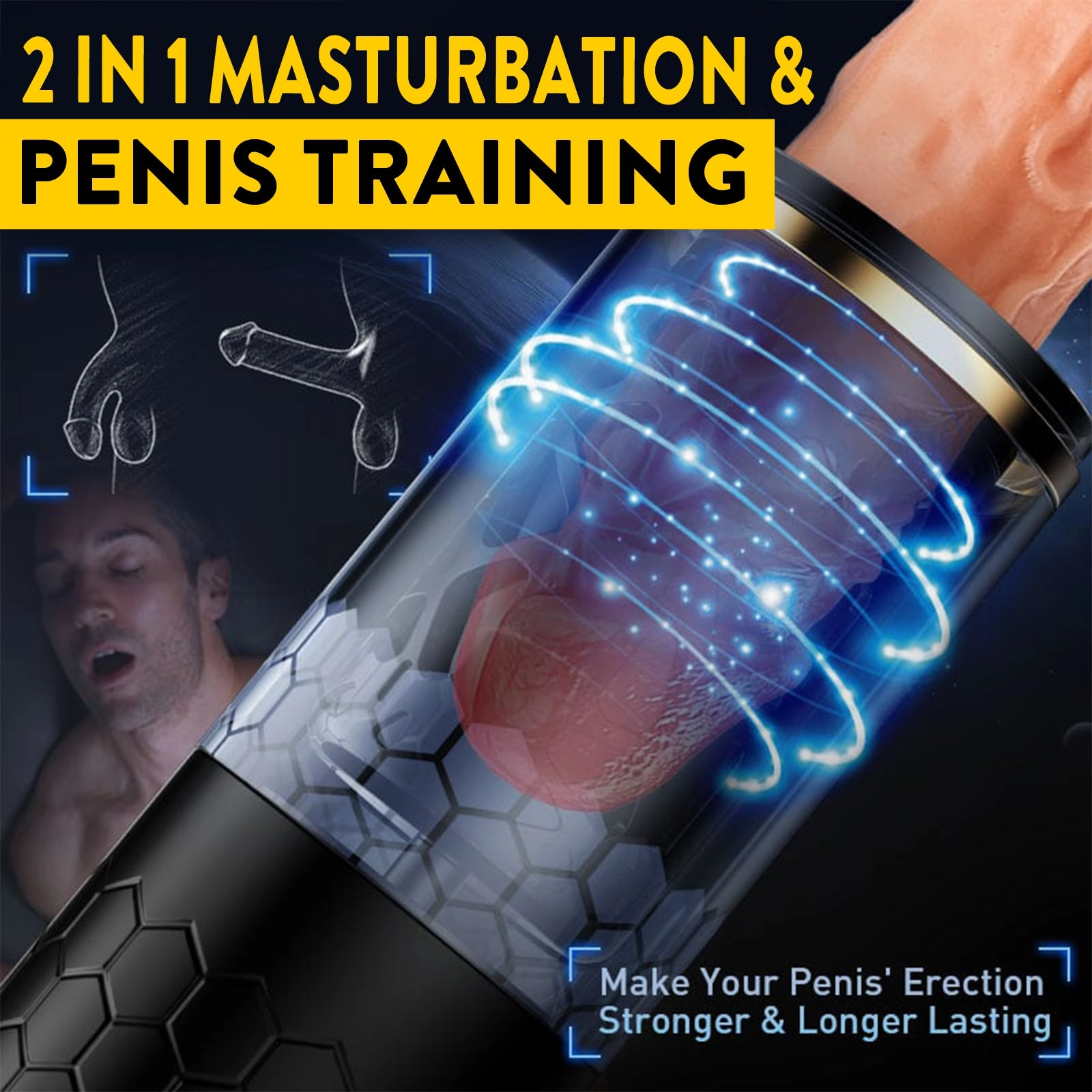 6 Thrusting Spinning * 3 speed adjustment Masturbation Cup with Suction Cup