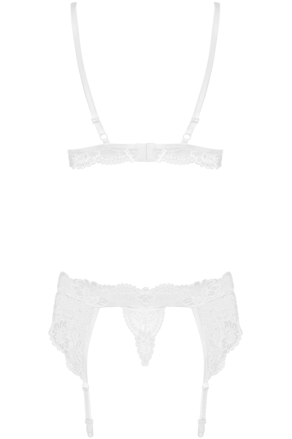 810 Bra, Thong & Suspender Belt White