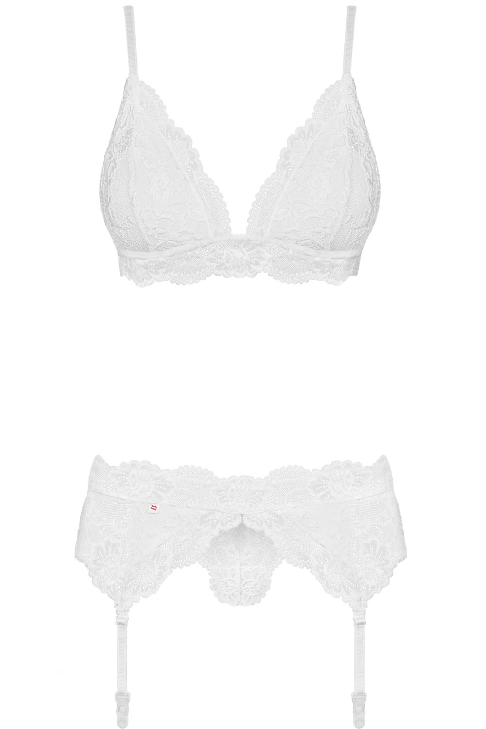 810 Bra, Thong & Suspender Belt White