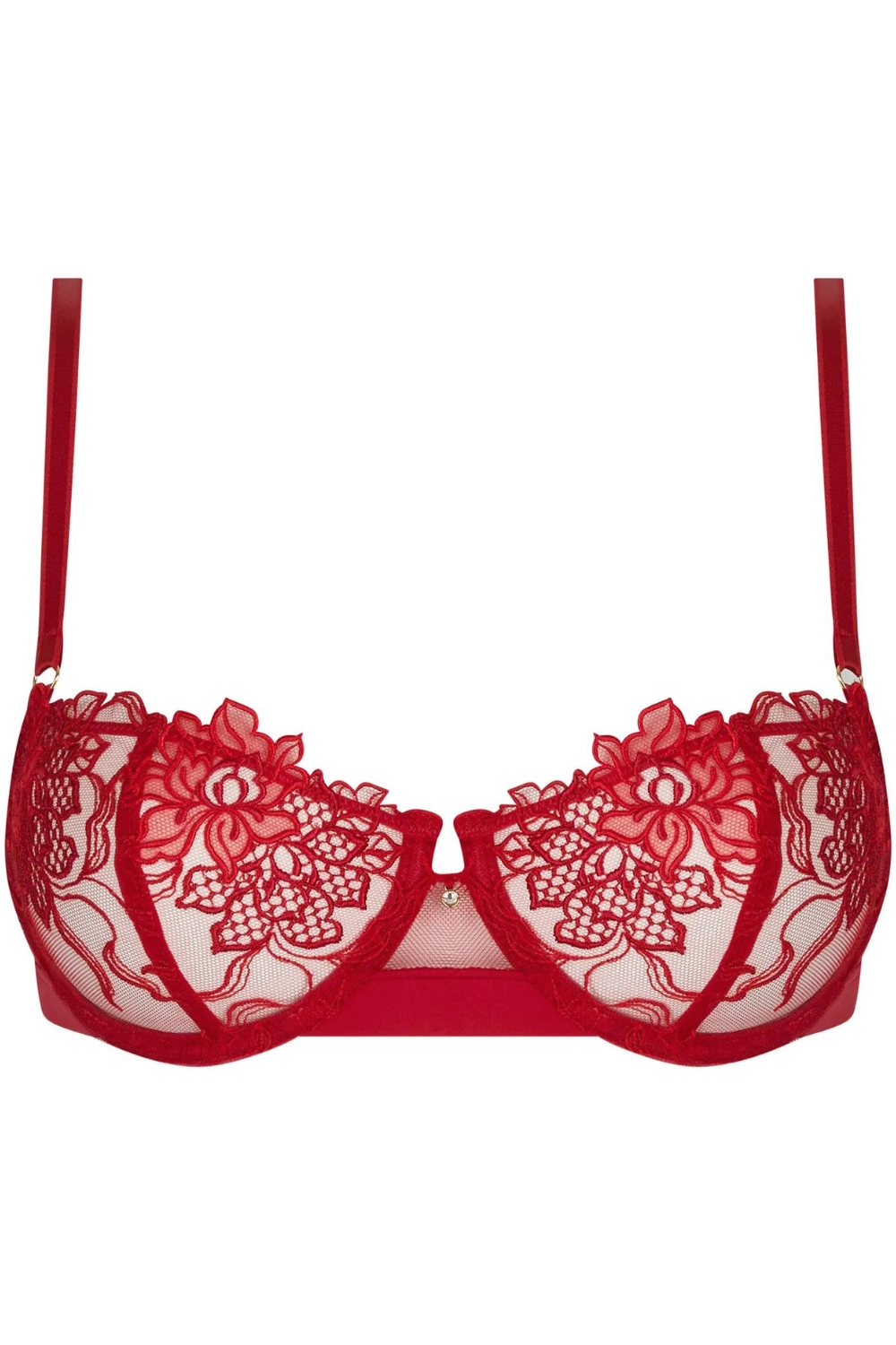 Adorable En Sexy Red Vertical Seam Half Cup Bra