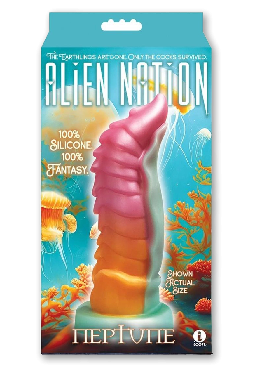 Alien Nation Neptune Silicone Dildo - Orange/Magenta