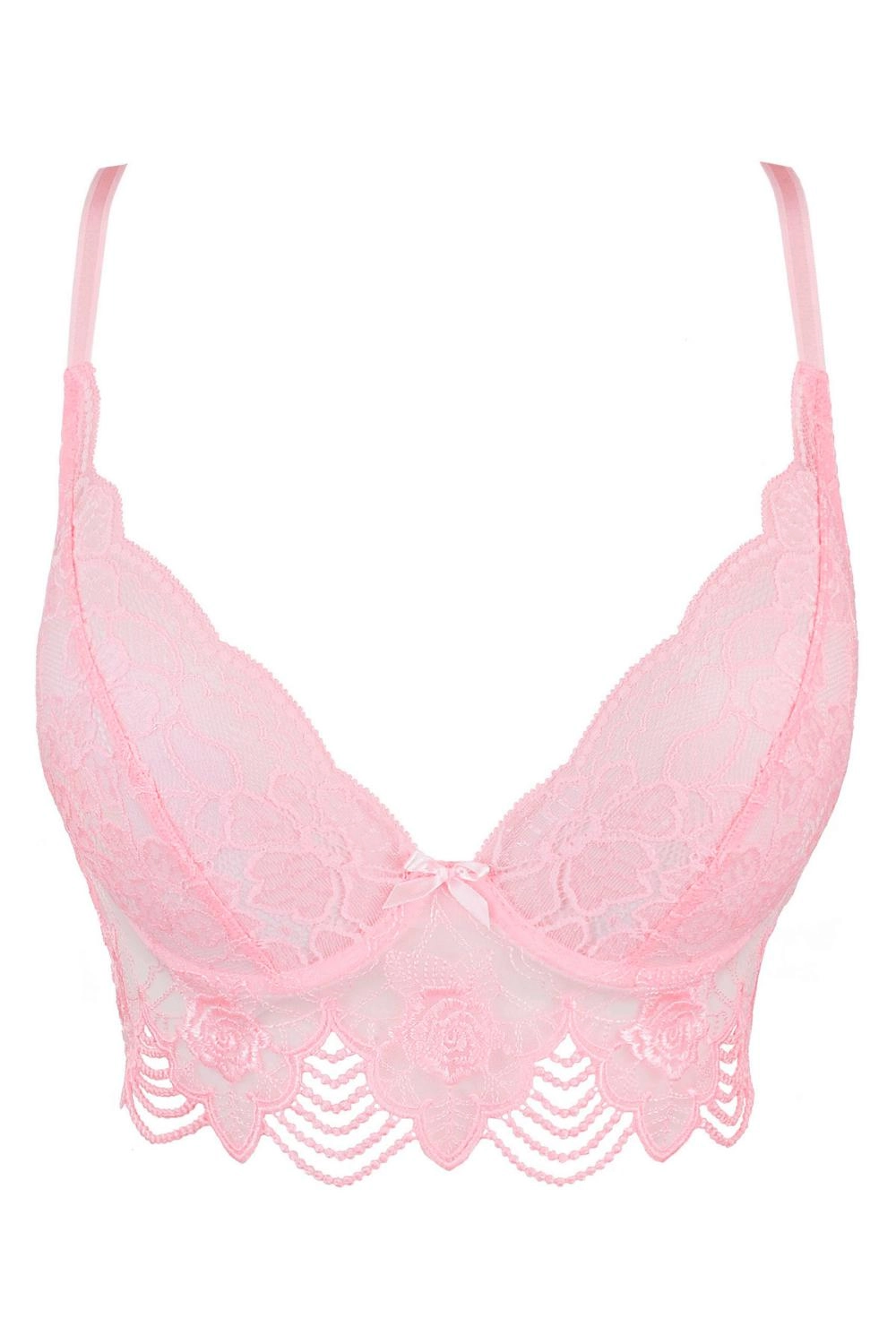 Axami Pink Rose Lace Longline Corset Bra - Limited Edition