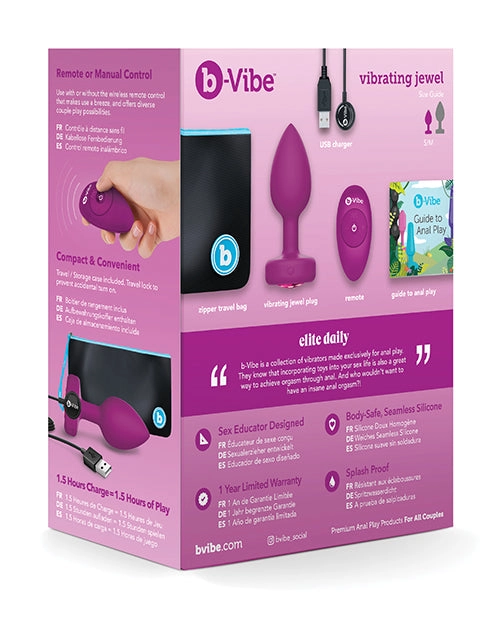 B-vibe Remote Control Vibrating Jeweled Butt Plugs