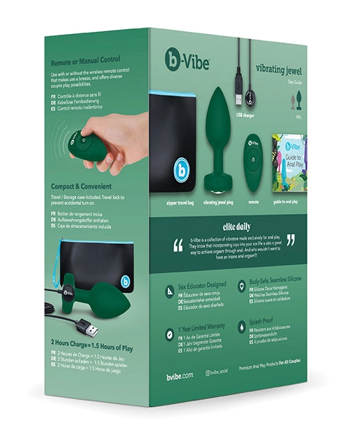 B-vibe Remote Control Vibrating Jeweled Butt Plugs
