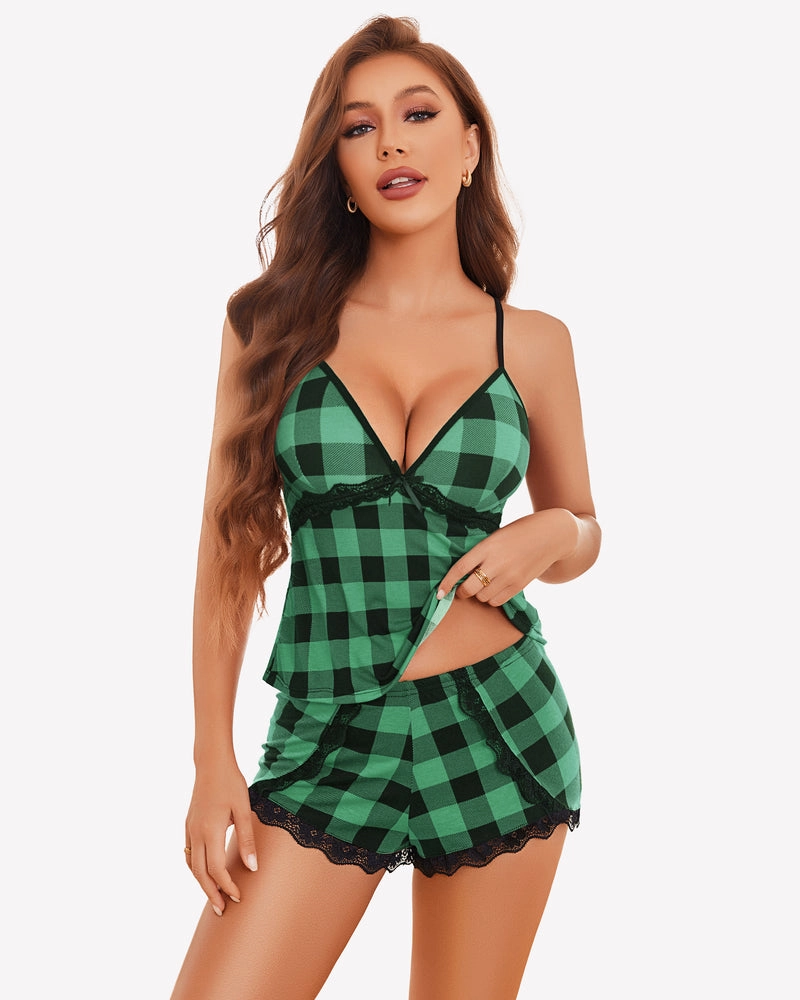 Cami Set Lace Trim Short Pjs Sets