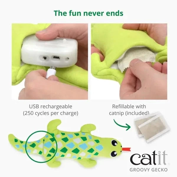 Catit Groovy Gecko Plush Cat Toy with Catnip