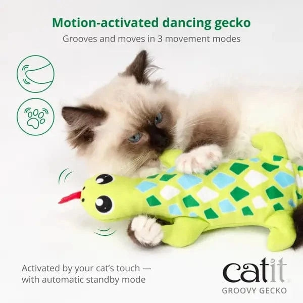 Catit Groovy Gecko Plush Cat Toy with Catnip