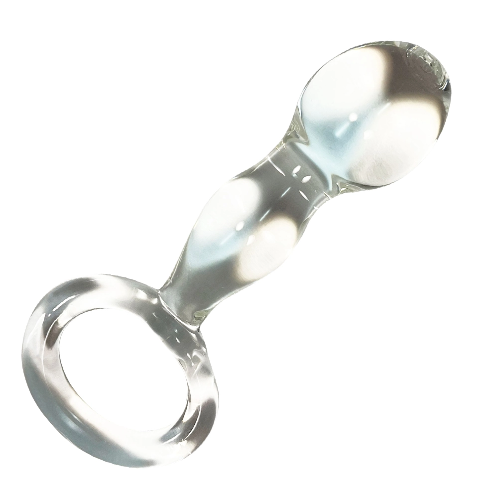 CLEAR GLASS BULBOUS TIPPED PLUG WITH HANDLE