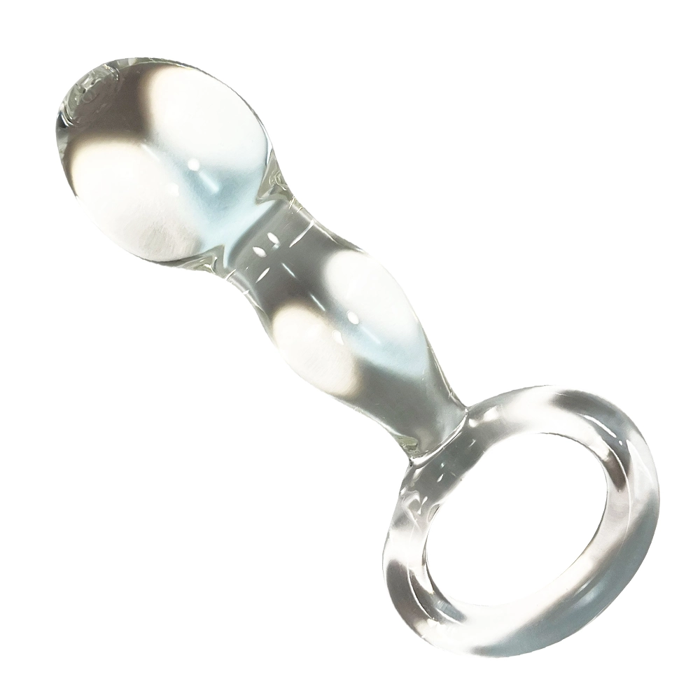 CLEAR GLASS BULBOUS TIPPED PLUG WITH HANDLE
