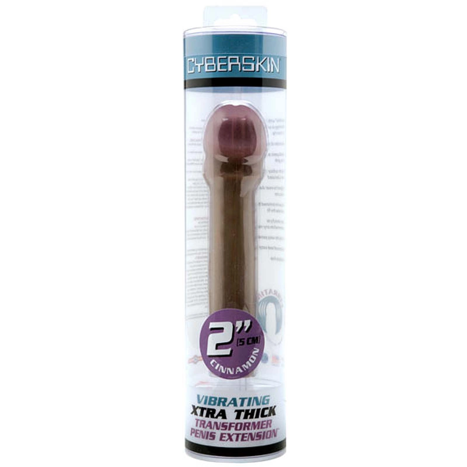 CyberSkin 2 inch Xtra Thick Vibrating Transformer Penis Extension - Dark