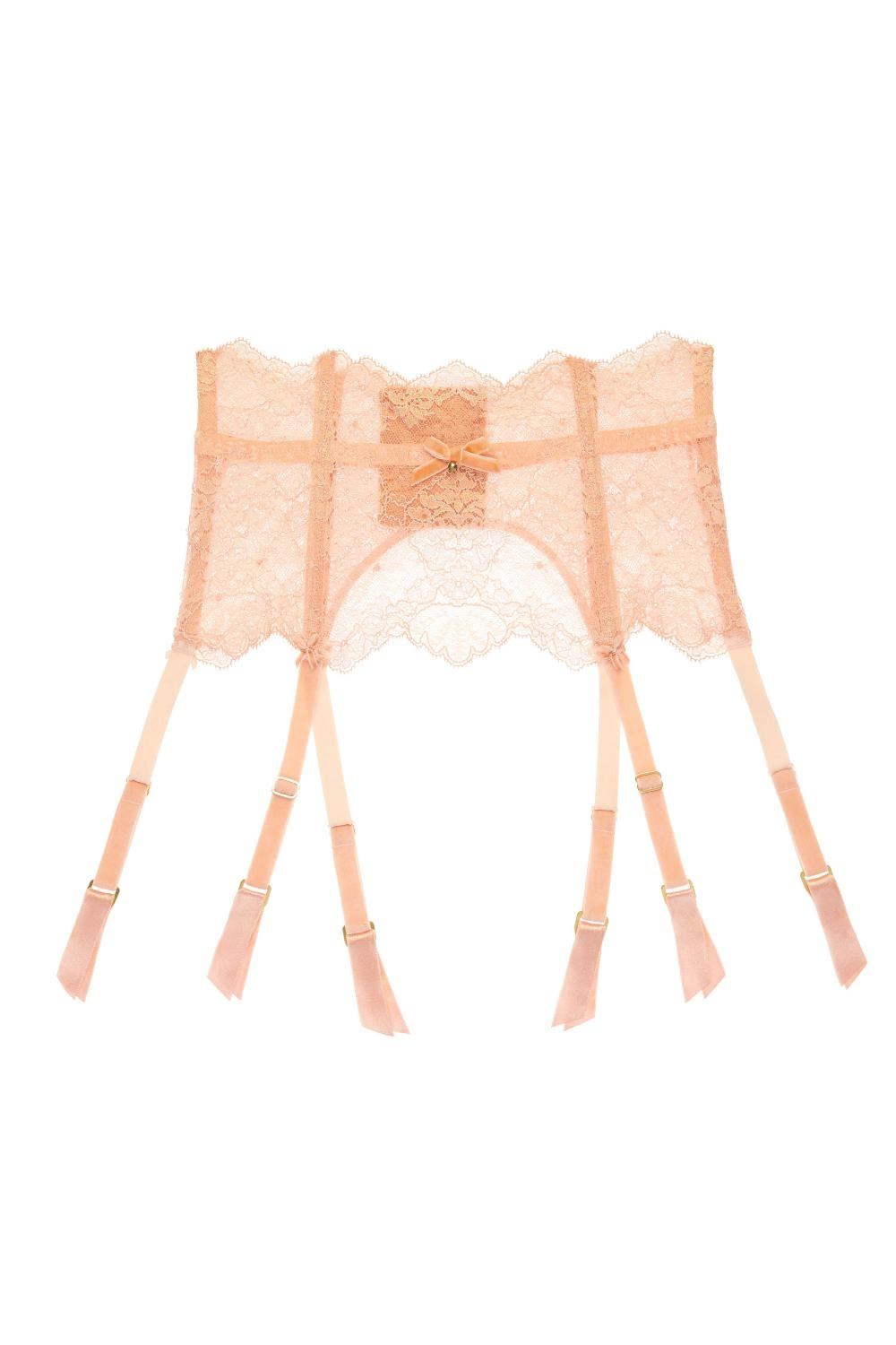 Dita Von Teese Lurex Lace High Waisted Suspender Belt Vintage Peach