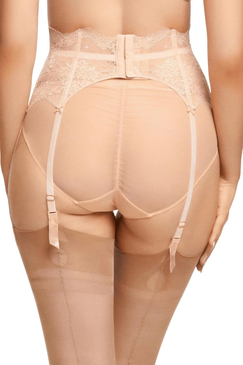 Dita Von Teese Lurex Lace High Waisted Suspender Belt Vintage Peach
