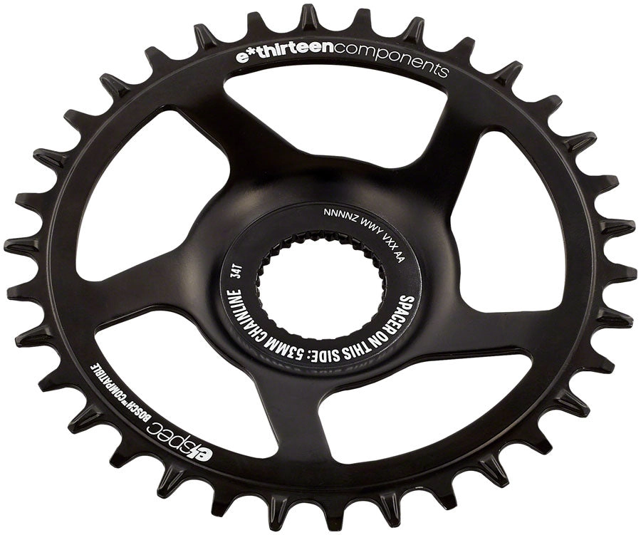 e*thirteen e*spec Steel Direct Mount Chainring - 34T, Bosch CX Gen4, CL 53/55 via Spacer, Black