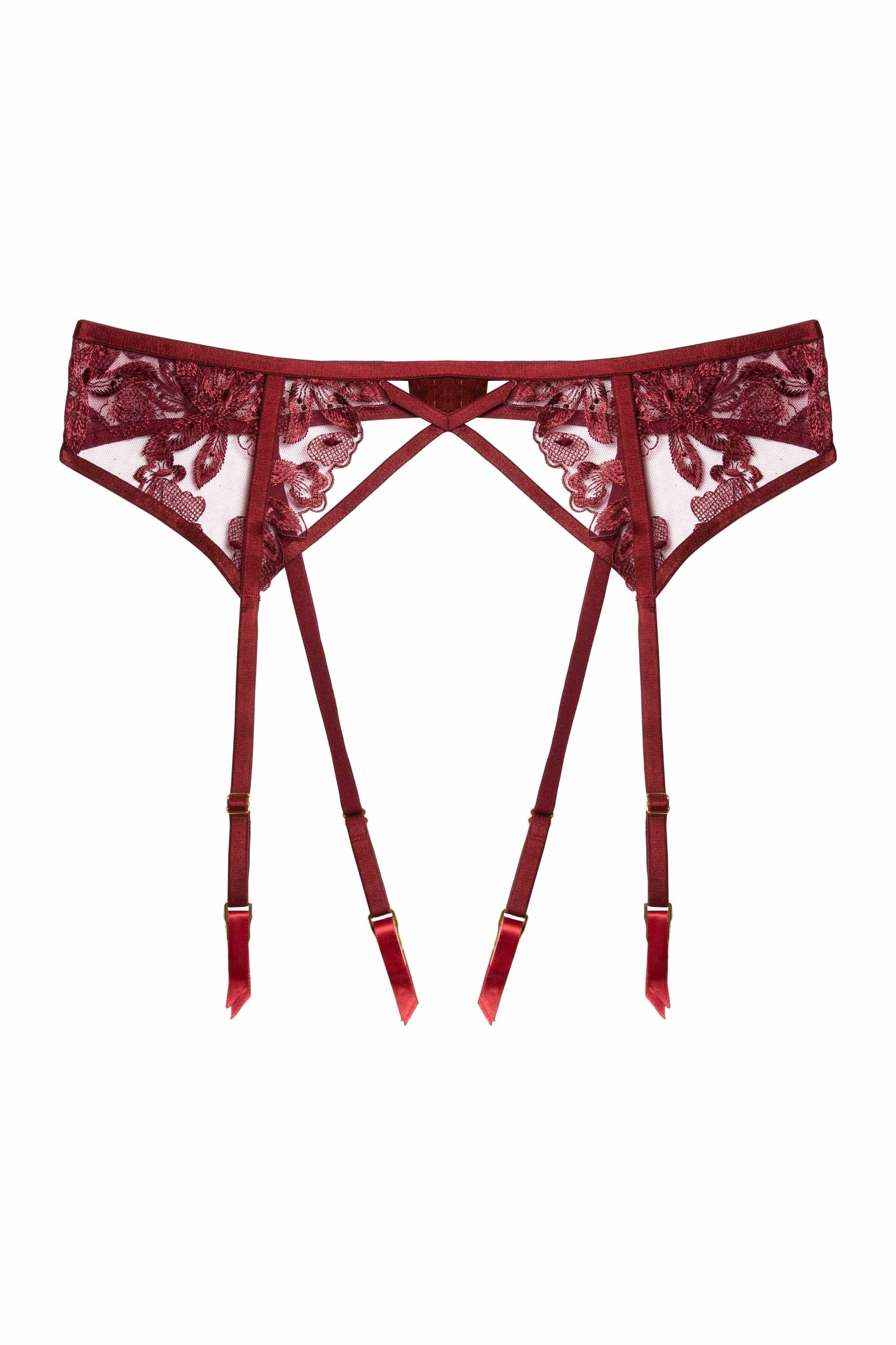 Eva Dark Cherry Graphic Embroidery Suspender