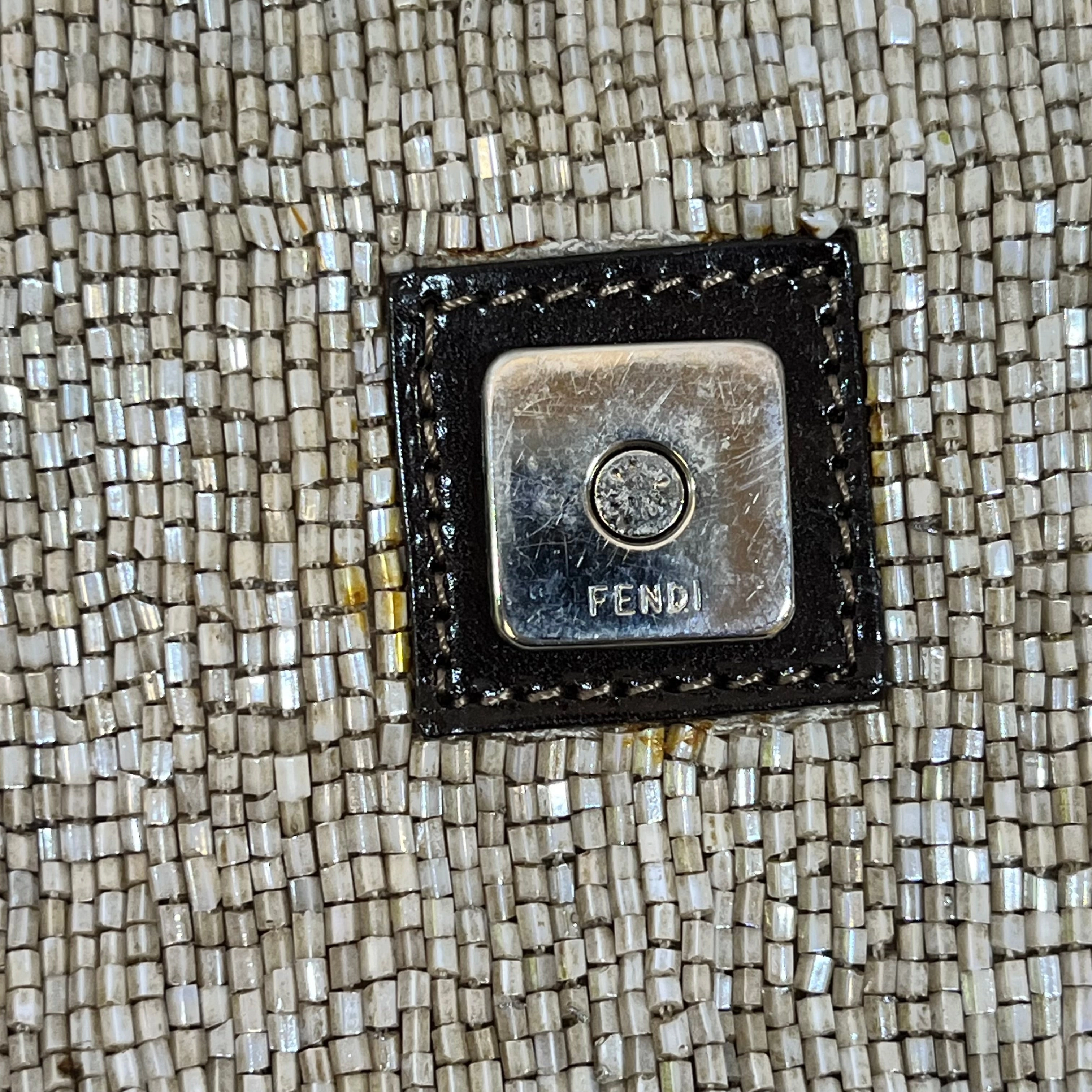 FENDI Baguette Beige Beaded Vintage Shoulder Bag
