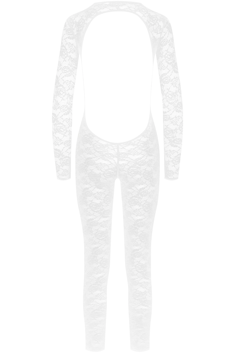 Flashback Lace Long Sleeve Open Back Jumpsuit White