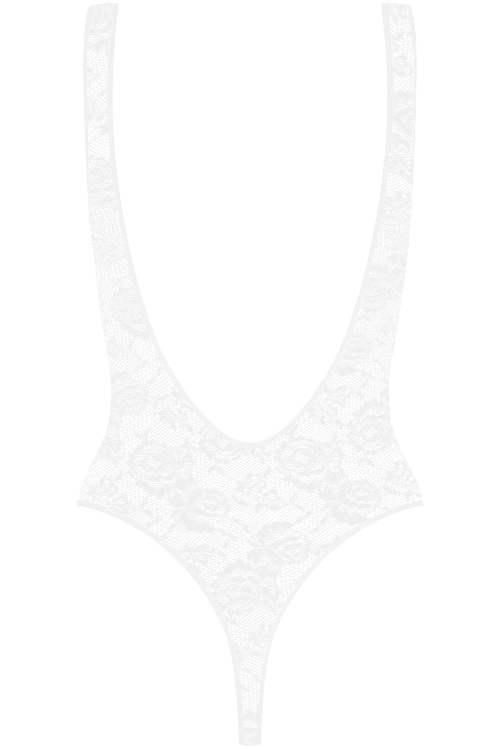 Flashback Lace Open Back Thong Bodysuit White