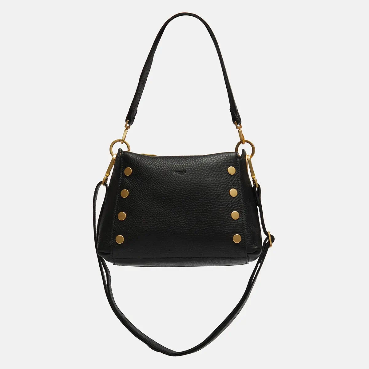 Hammitt Bryant Med Leather Shoulder Bag Black/Brushed Gold Red Zip