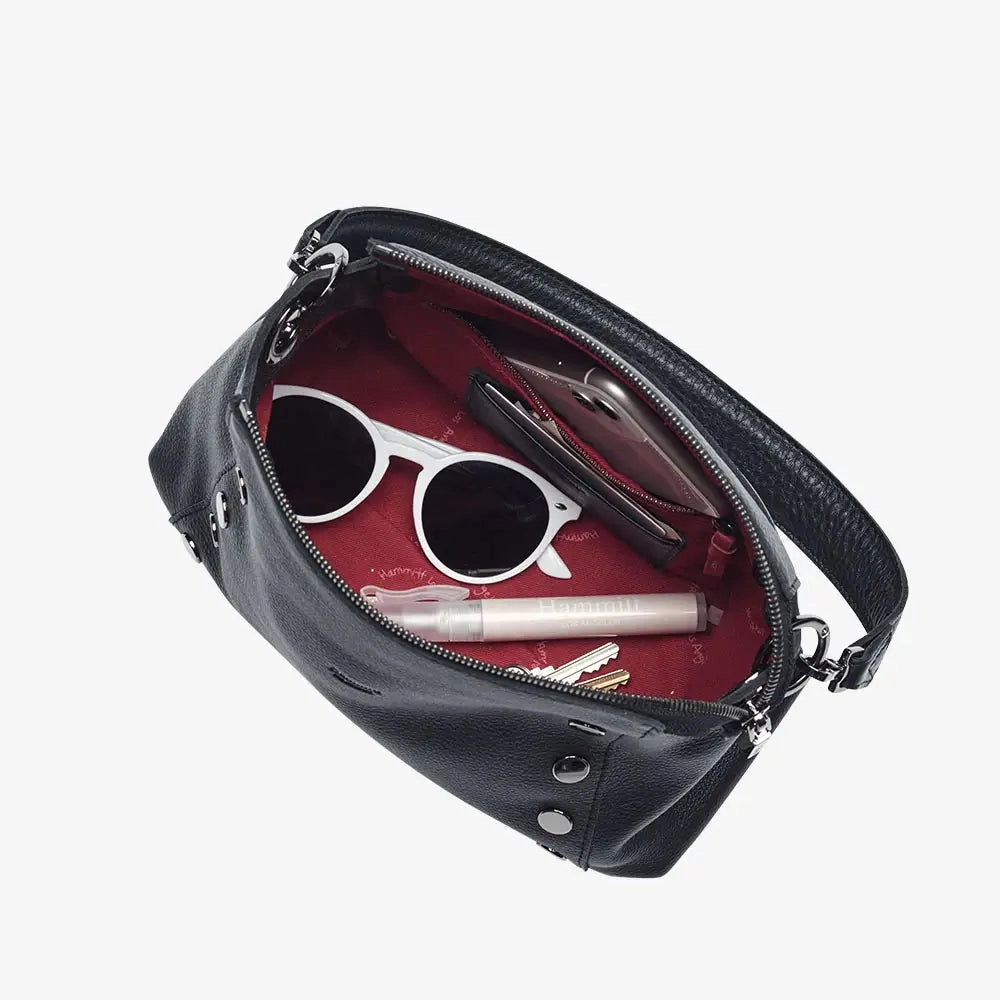 Hammitt Bryant Med Leather Shoulder Bag Black/Gunmetal
