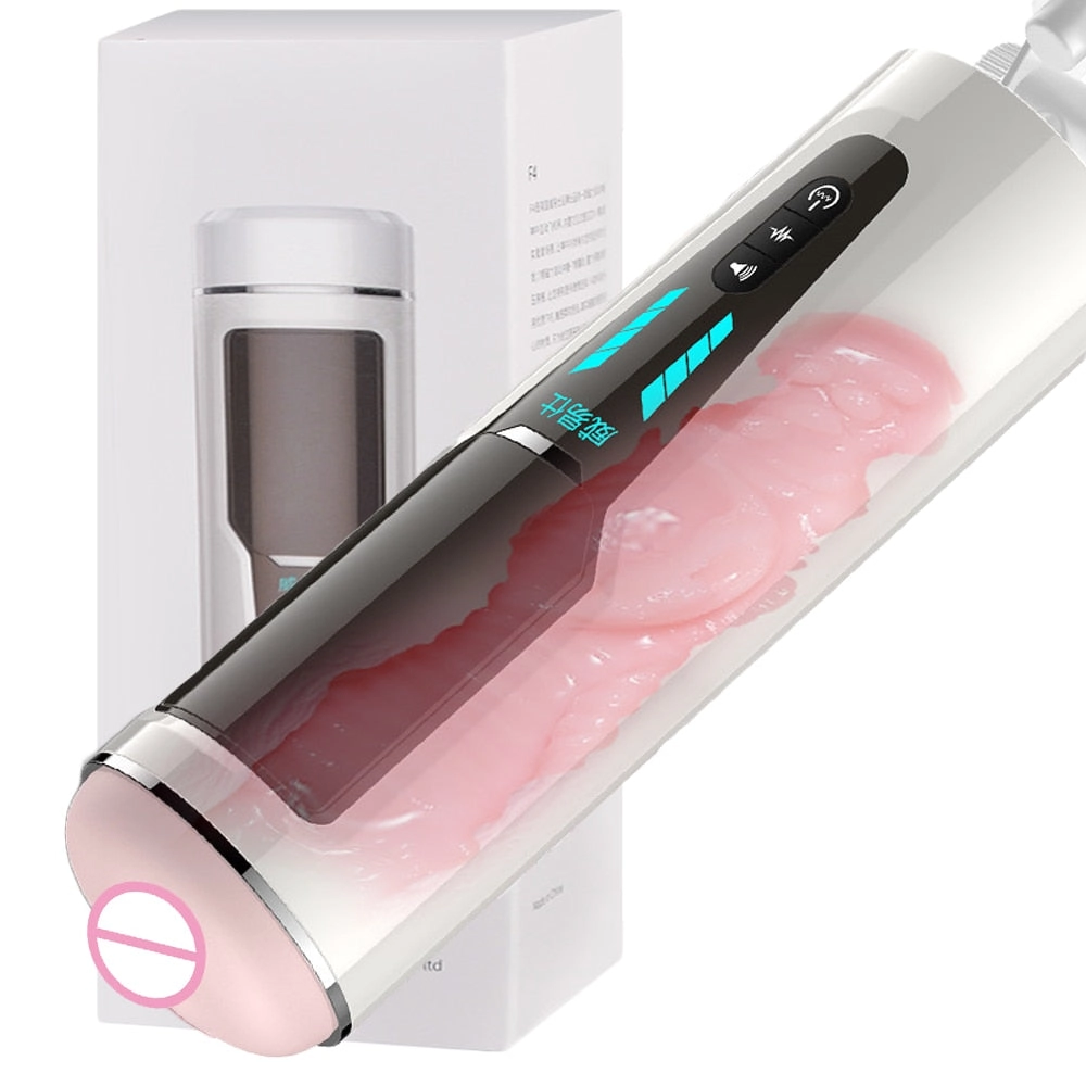 Hands Free Male Masturbator Cup Real 4D Artificial Vagina Pussy Penis Sucking Strong Vibrator for Men