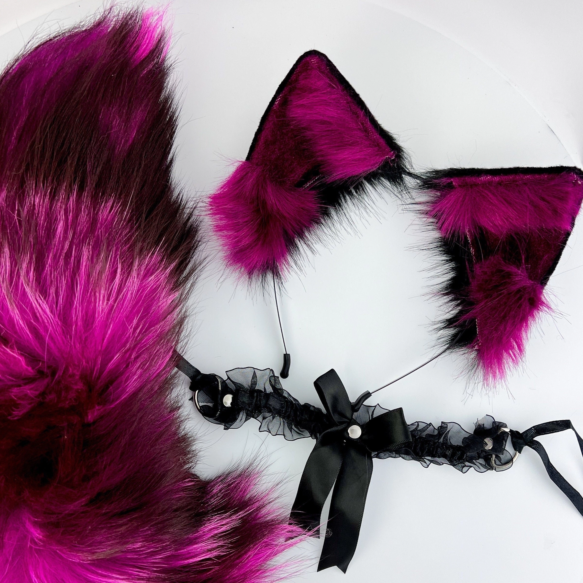 Hot Pink Foxtail Plug Set