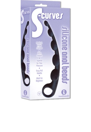 Icon Brands - The 9's - S-Curves Silcone Anal Beads, Black