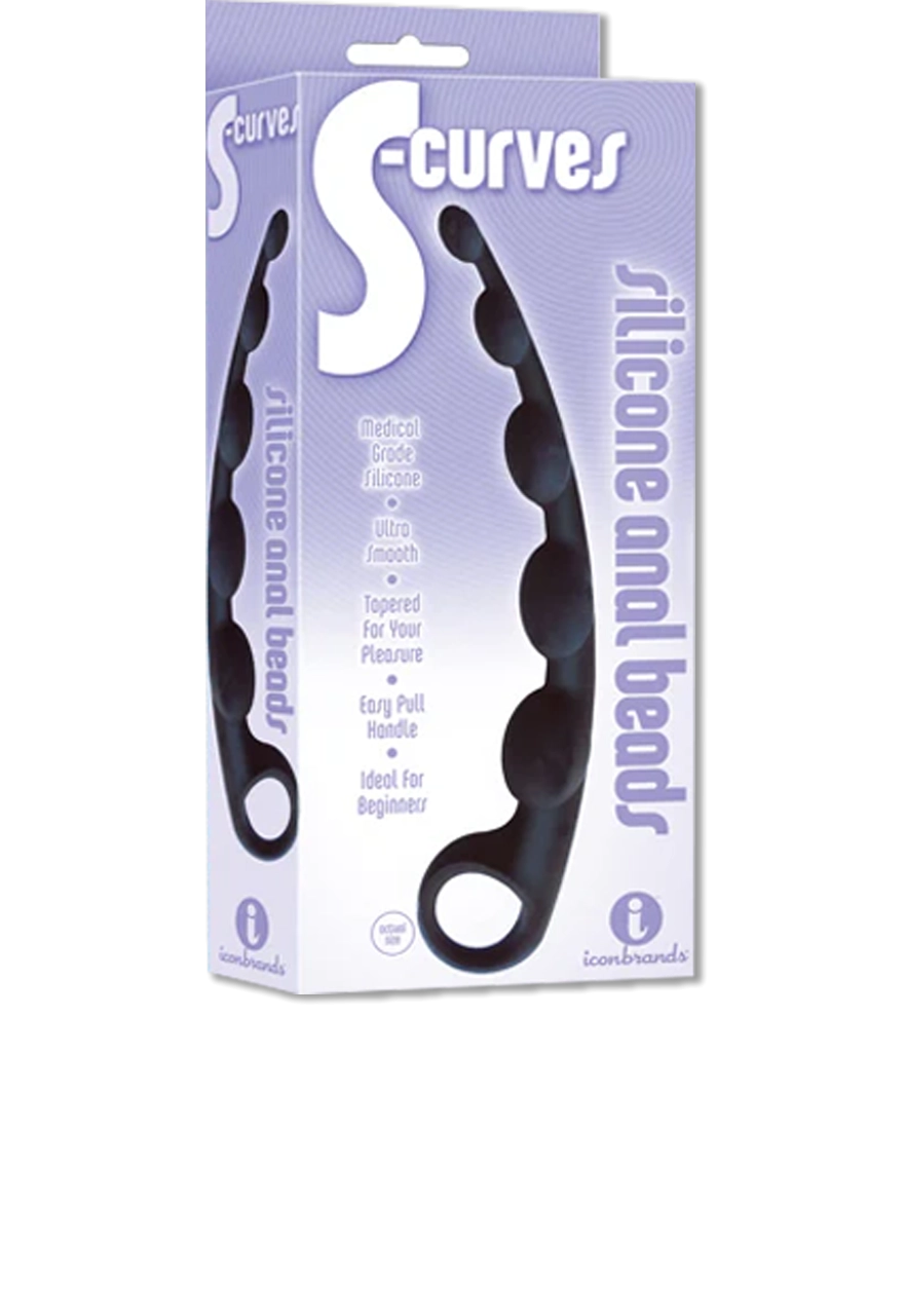 Icon Brands - The 9's - S-Curves Silcone Anal Beads, Black