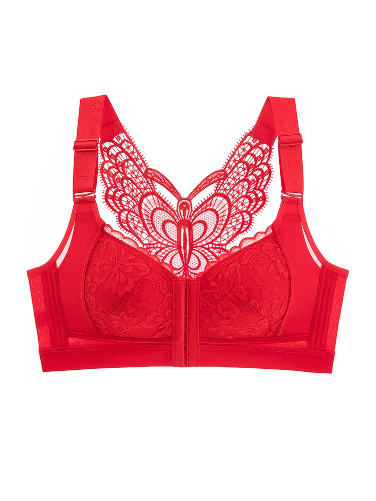 Lace Seamless Front-Closure Minimizer Bra