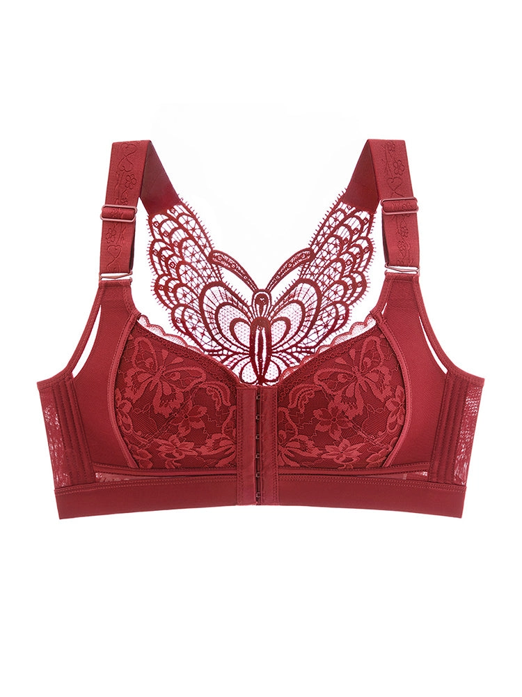 Lace Seamless Front-Closure Minimizer Bra