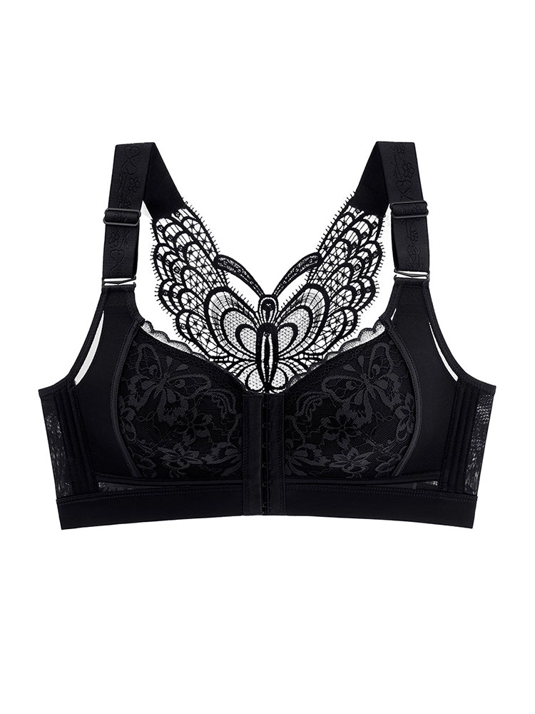 Lace Seamless Front-Closure Minimizer Bra