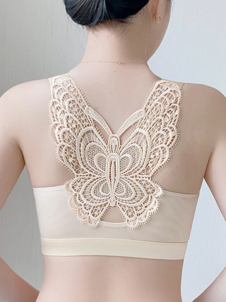 Lace Seamless Front-Closure Minimizer Bra