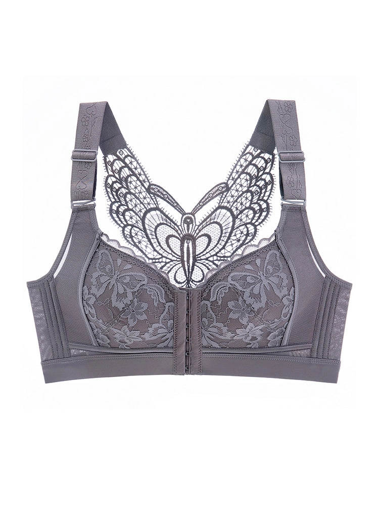 Lace Seamless Front-Closure Minimizer Bra