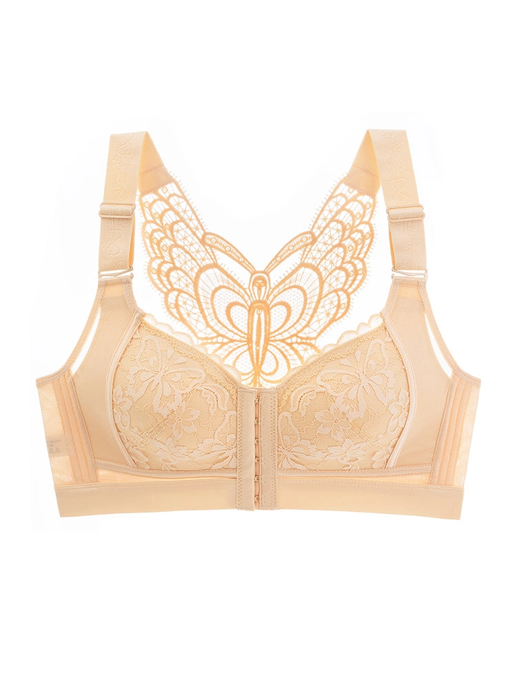 Lace Seamless Front-Closure Minimizer Bra