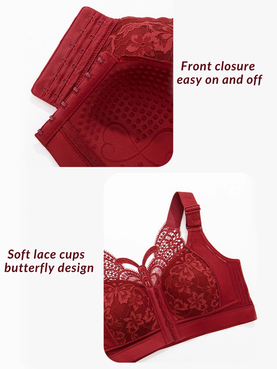 Lace Seamless Front-Closure Minimizer Bra
