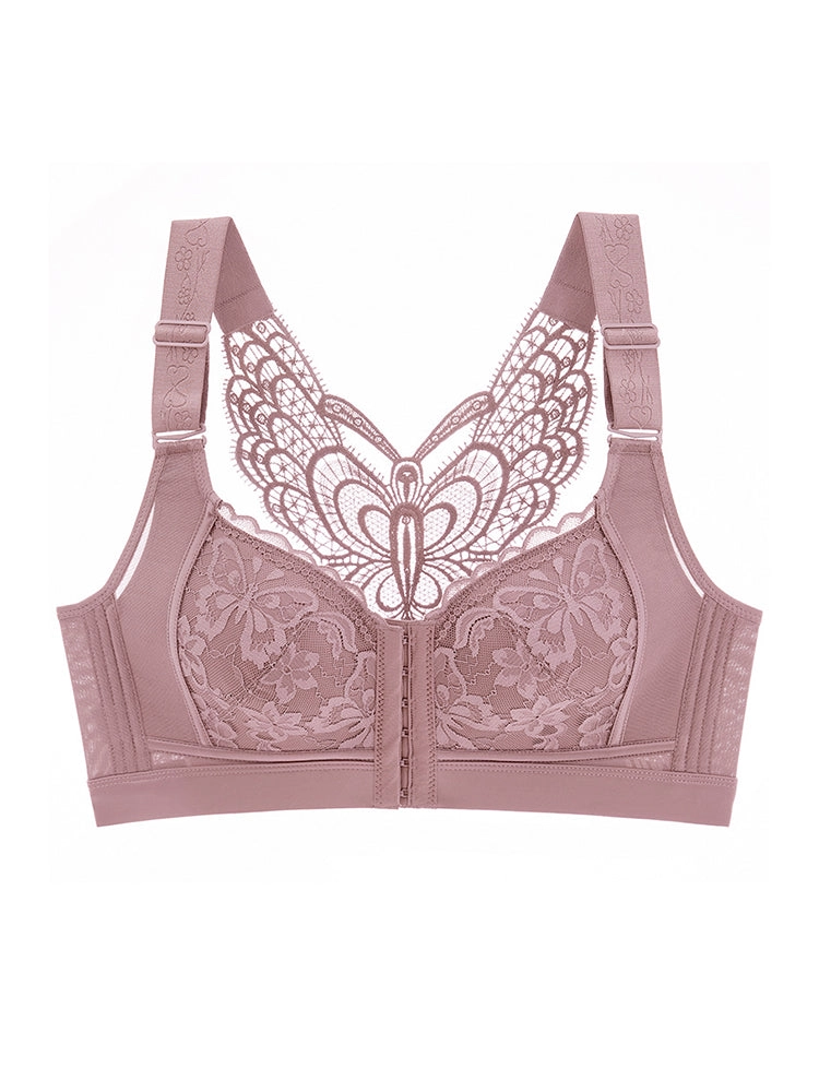 Lace Seamless Front-Closure Minimizer Bra