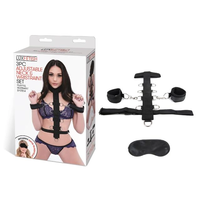 Lux Fetish 3 Piece Adjustable Neck & Wrist Restraint Set