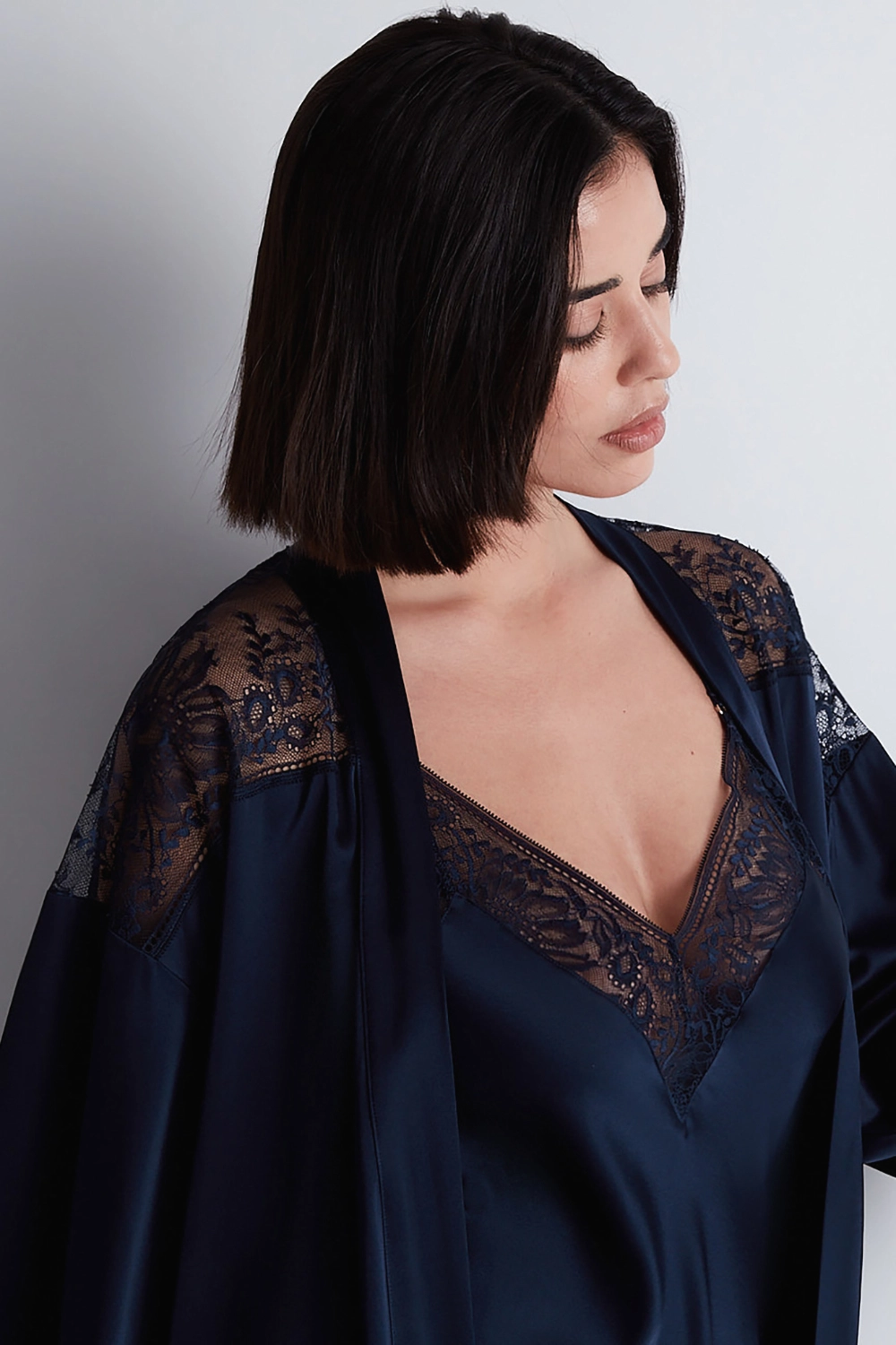 Midnight Whisper Silk Kimono Evening Blue