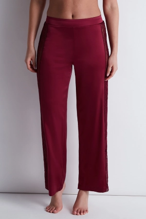 Midnight Whisper Silk Trousers Crimson Red