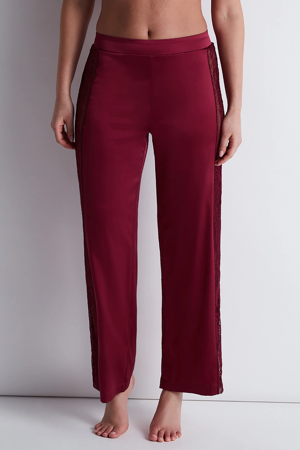 Midnight Whisper Silk Trousers Crimson Red