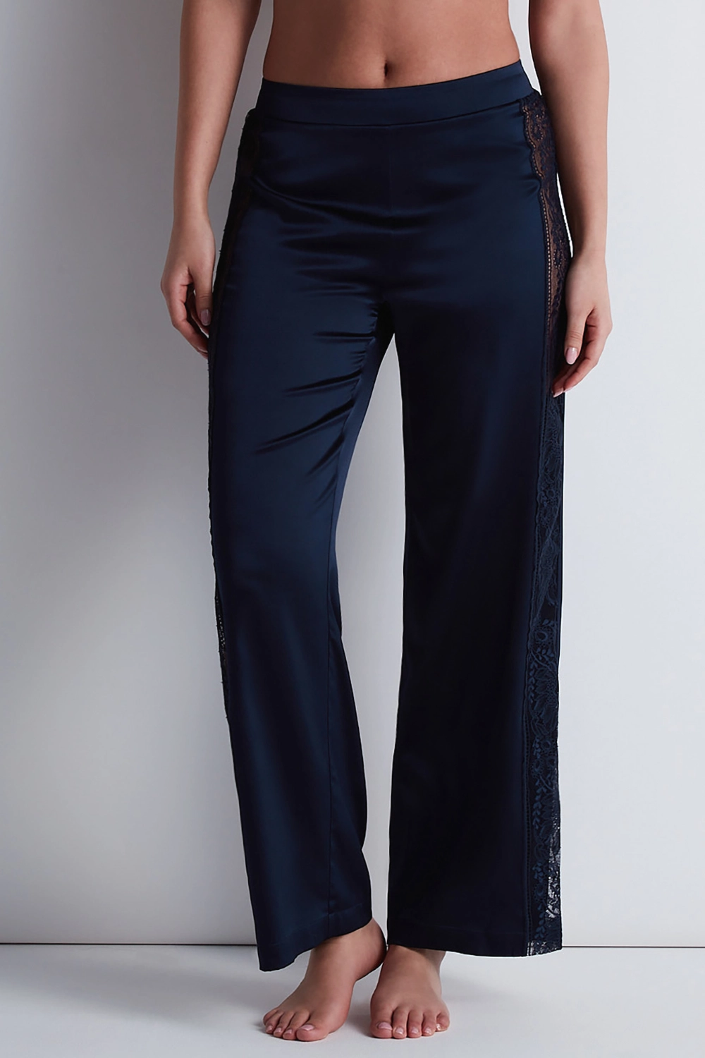 Midnight Whisper Silk Trousers Evening Blue