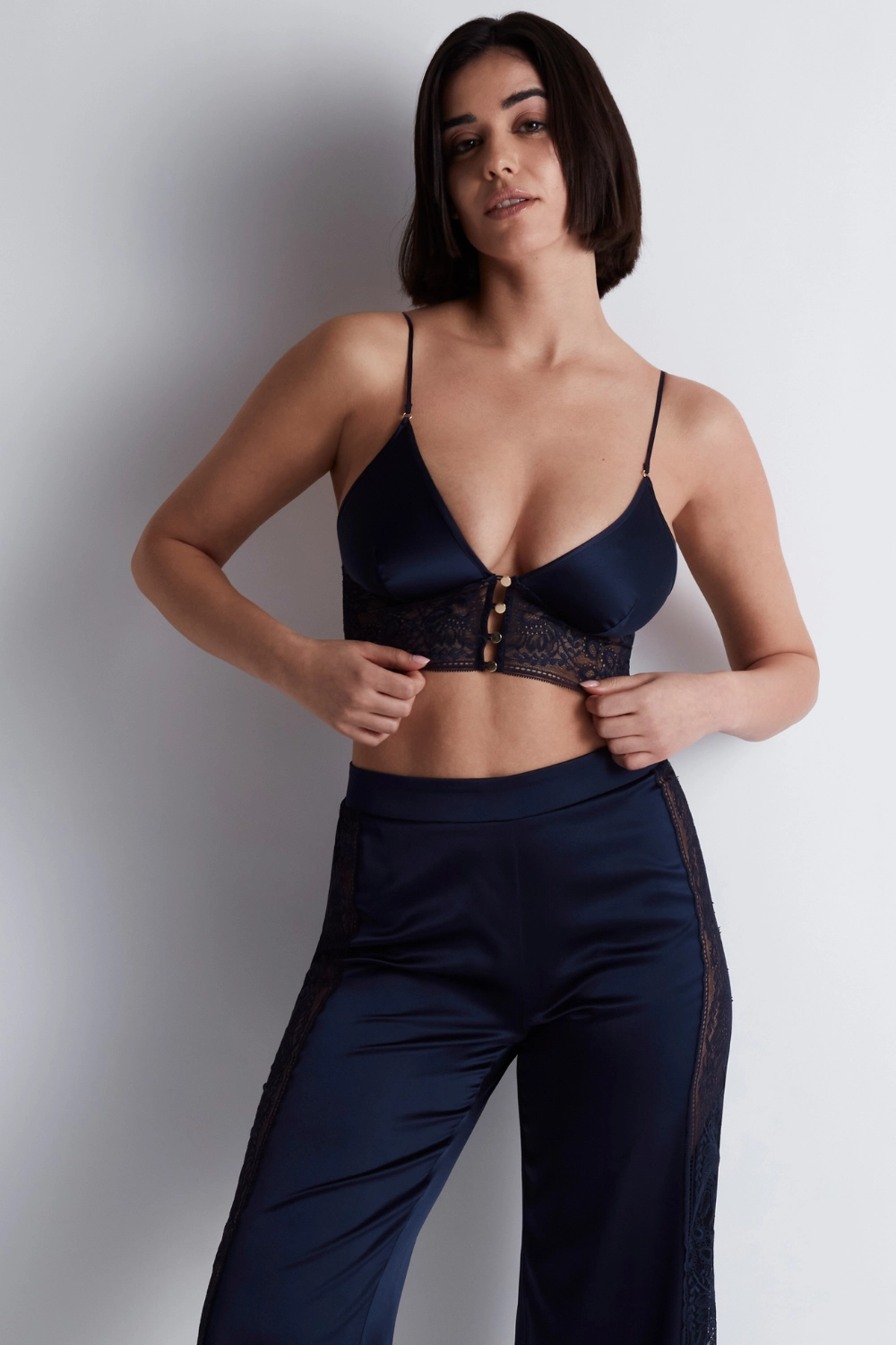 Midnight Whisper Silk Trousers Evening Blue